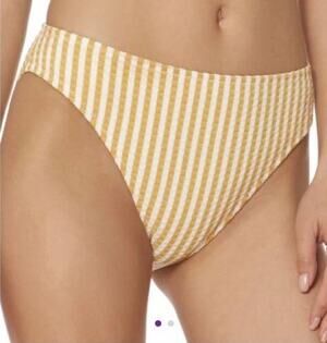 NWT Jessica Simpson GOLDIE Striped High-Waist Bikini Swim Bottoms Size XL